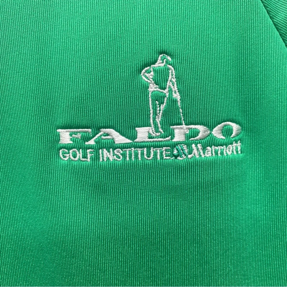Adidas Clima Cool Mens Large Green White Golf Polo Faldo Golf Institute Marriott